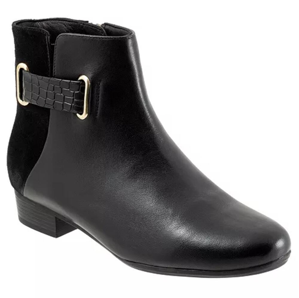 Trotters Womens Maxwell Ankle Bootie US 8.5 Wide EU 39 Black Leather EUC